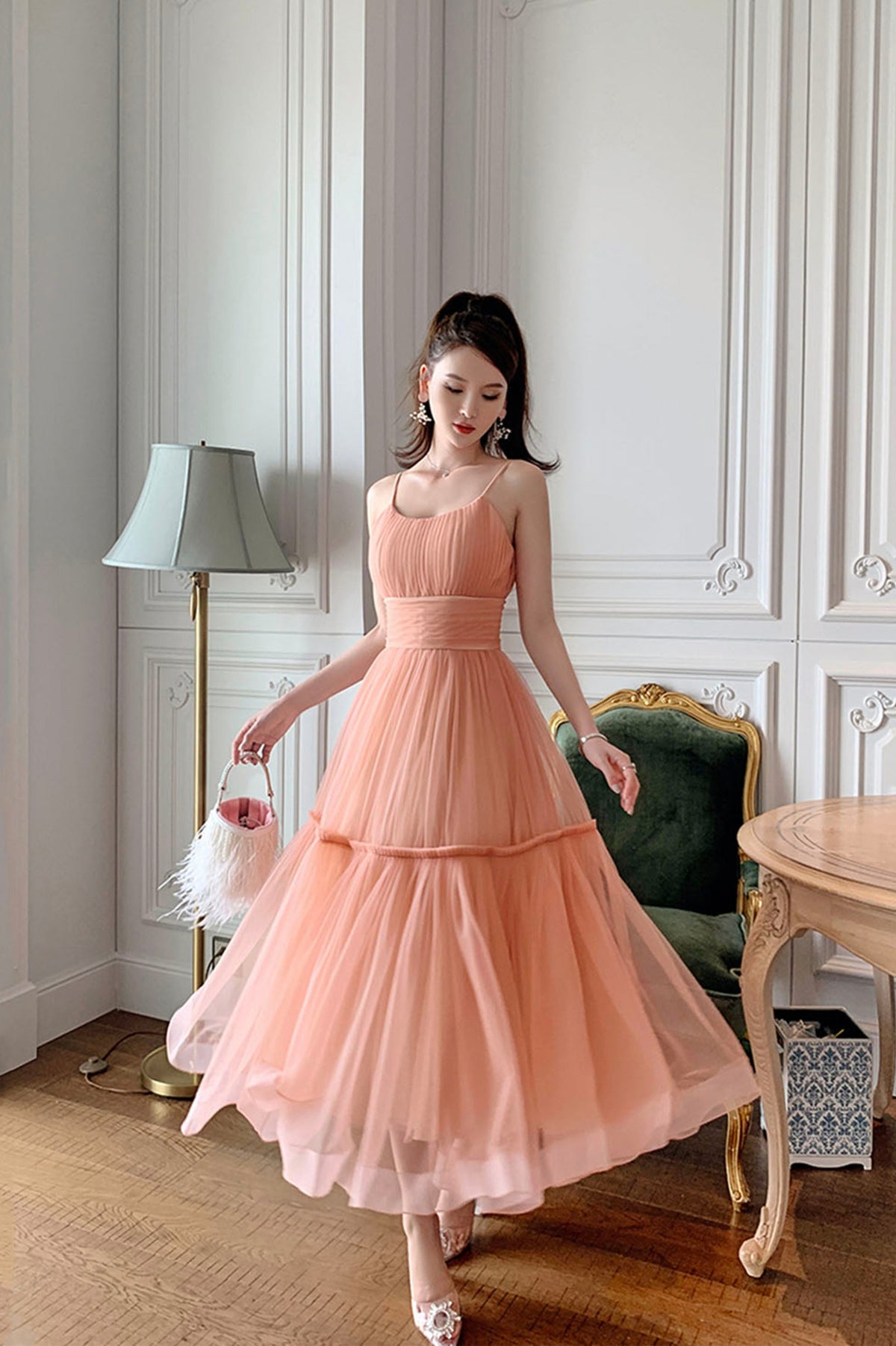 Cute Tulle Spaghetti Straps Homecoming Dresses, Short Prom Dresses