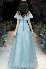 A-Line Tulle Long Prom Dress, Off the Shoulder Evening Dress