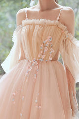 Pink Tulle Short Prom Dresses, A-Line Puffy Tulle Homecoming Dresses