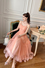 Cute Tulle Spaghetti Straps Homecoming Dresses, Short Prom Dresses