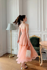 Cute Tulle Short A-Line Prom Dress, Spaghetti Strap Tulle Homecoming Dress