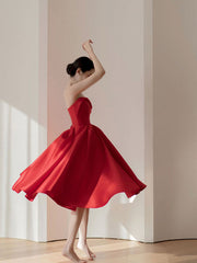 Red sweetheart neck short prom dress, red party dress