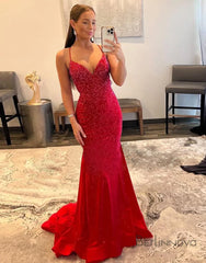 Wholesale Flared V-neck Spaghetti Straps Long Prom Dress prom dresses with long sleeves