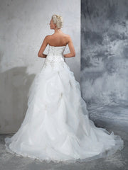 Aimishang Dress To A Wedding Ball Gown Strapless Beading Sleeveless Long Organza Dress For Wedding