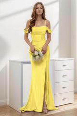 Trumpet-Mermaid Sweep-Brush Train Silk-Like Prom Dress CS0399