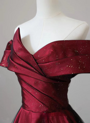 Red and Black Satin Party Dress Prom Dress, A-line Satin Evening Dress