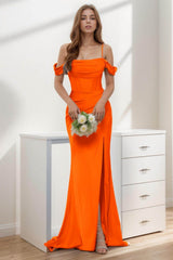 Trumpet-Mermaid Sweep-Brush Train Silk-Like Prom Dress CS0399