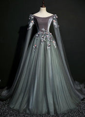 Charming Tulle with Green Long Party Dress, Sweet 16 Gown