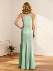 Sleeveless High Neck Lace Detail Maxi Dress Dusty Sage