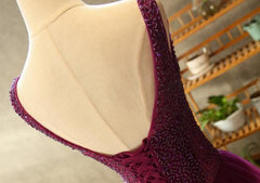 Gorgeous Purple Beaded V-neckline Party Gown, Sweet 16 Dresses