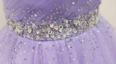 Lovely Light Purple Beaded Short Party Dress, Off Shoulder Homecoming Dress