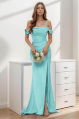 Trumpet-Mermaid Sweep-Brush Train Silk-Like Prom Dress CS0399