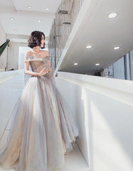 Off Shoulder Long Sweetheart Lace Applique Prom Dress Party Dress, Floor Length Evening Dresses