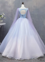 Lavender Tulle Long Formal Dress with Butterflies，Lavender Sweet 16 Dress