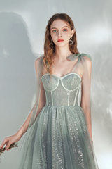 Lovey Green Tulle Short Prom Dress with Sequins, A-Line Homecoming Dress Formal Dress