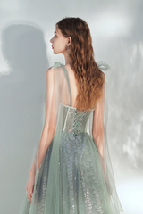 Lovey Green Tulle Short Prom Dress with Sequins, A-Line Homecoming Dress Formal Dress