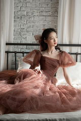 Lovely Tulle Puffy Sleeves Homecoming Dress Graduation Dress, A-Line Party Dress
