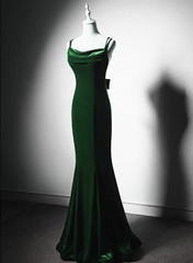 Lovely Low Back Velvet Mermaid Long Prom Dress, Velvet Wedding Party Dress