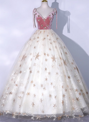 Lovely Ivory Tulle Ball Gown Straps Party Dress, Ivory Sweet 16 Dress Formal Dress