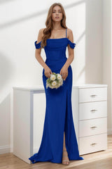 Trumpet-Mermaid Sweep-Brush Train Silk-Like Prom Dress CS0399