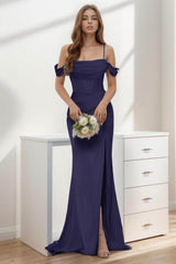 Trumpet-Mermaid Sweep-Brush Train Silk-Like Prom Dress CS0399