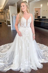 V-neck Sleeveless A-line Wedding Dresses DT1483