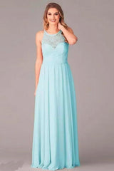 A-line Lace Top Mint Green Bridesmaid Dress with Ribbon