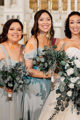 Mismatched Mint Green Long Chiffon Bridesmaid Dresses