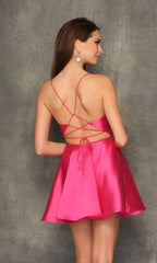 Dave & Johnny Backless Short Pink Homecoming Dress