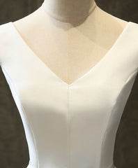White round neck satin short prom dress white homecoming dress