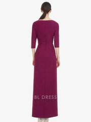 Sheath Half Sleeves Pleated Floor-Length Wedding Guest Dresses Mother of the Bride Dresse
