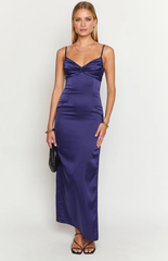 Jimiss Sweetheart Collar Thin Shoulder Strap Bareback Satin Side Split Long Prom Dress