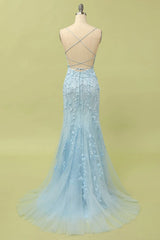 Mint Mermaid Long Prom Dress with Appliques
