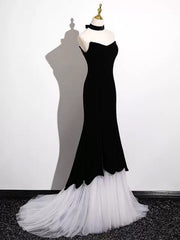 Black and White Mermaid Long Formal Dress Evening Dress, Black and White Prom Dress
