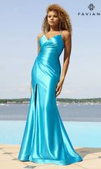 Faviana Lace-Up Long Satin Prom Dress 11051