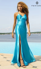 Faviana Lace-Up Long Satin Prom Dress 11051