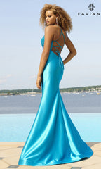 Faviana Lace-Up Long Satin Prom Dress 11051
