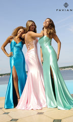 Faviana Lace-Up Long Satin Prom Dress 11051