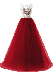Lace and Tulle Elegant Formal Gowns , Beautiful A-line Party Dress