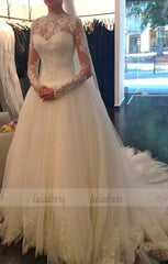 Long Sleeve Wedding Dress, Luxurious Wedding Dress for Brides