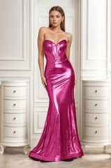 Trumpet-Mermaid Sweep-Brush Train Hot Stamping Cloth Prom Dress CS0478