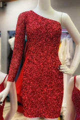 Sparkel Hot Pink Sequins Bodycon Homecoming Dress SA1307