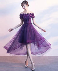 Dark Purple High Low New Party Dress, Purple Homecoming Dress
