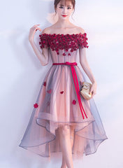 Lovely High Low Flowers Party Dress , Homecoming Dress