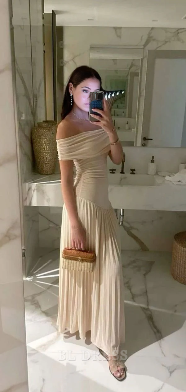 A Line Off Shoulder Chiffon formal dresses Bridesmaid Dresses evening gown Prom Dress