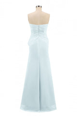 Roze strapless gegolfde zeemeermin lange bruidsmeisje jurk