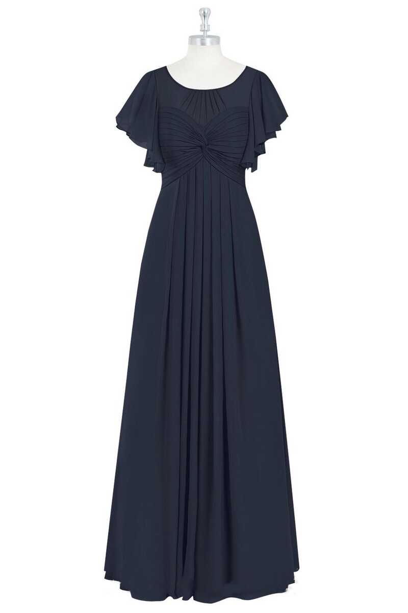 Black Crew Neck Ruffled A-Line Bridesmaid Dress