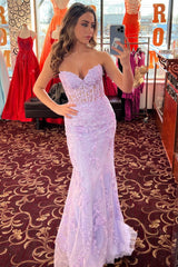 Sweetheart Black Lace Mermaid Long Formal Dress