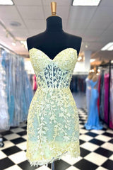 Aqua Blue Appliques Sheer Corset Cocktail Dress