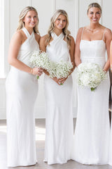 Black Halter Cutout Back Long Bridesmaid Dress